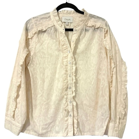 Cleobella Freya Button Down Embroidered Blouse Cream Small Womens - Picture 4 of 15